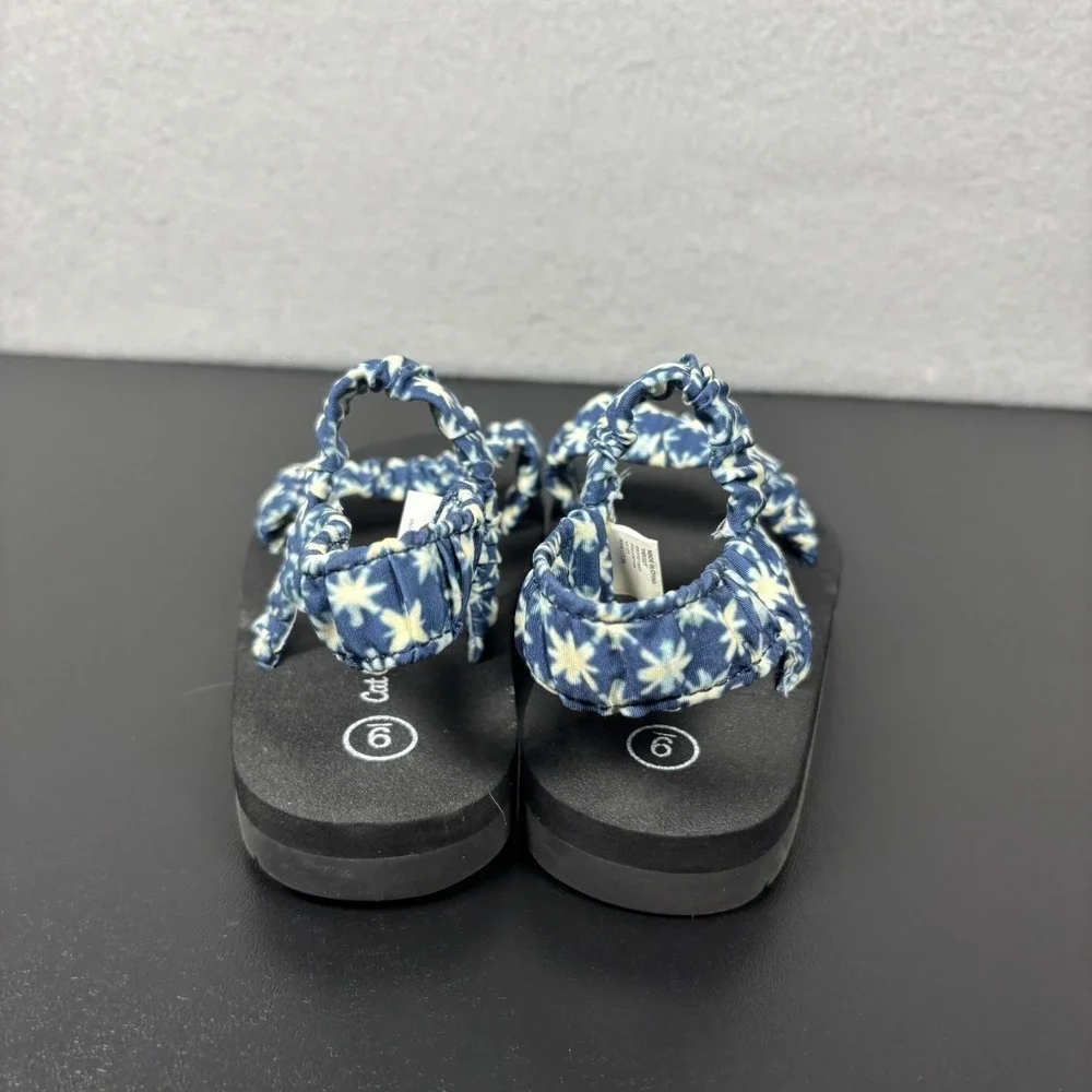 Cat & Jack Toddler Girls Blue/White Slingback Sandal - Size 9‎ EUC Summer Beach